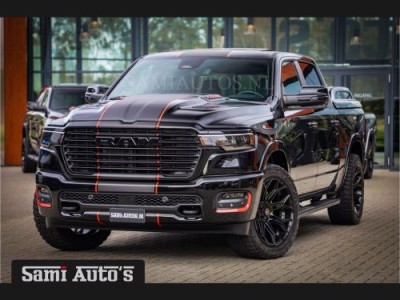 Dodge Ram PREMIUM NIGHT EDITION | | 420PK 636 Nm | BOM VOL + 14.4 INCH SCHERM | LUCHTVERING | HUD | PRIJS MET LPG EN COVER EN GARANTIE | DUBBELE CABINE | PICK UP | 5 PERSOONS | DC | GRIJSKENTEKEN | VOORRAAD NR 2283 - 3326