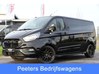 Ford Transit Custom 300 2.0 TDCI L2H1 Limited DC Black Edition Cruise, Carplay, 130PK, Trekhaak, Sensoren, 6 Zitplaatsen, Stoelverwarming, UNIEK!