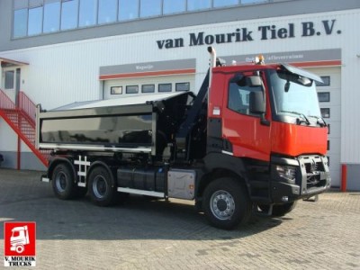 Renault  K 480 13 LITER  P6X6 - HMF KRAAN + HYVA 3 ZIJDIGE KIPPER - EURO 6