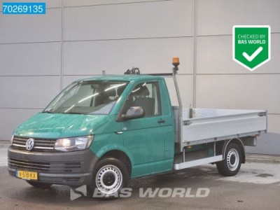 Volkswagen Transporter 150PK Open Laadbak met Kraan Hiab 900KG Navi Camera Trekhaak Kranwagen Kran Pritsche 2m3 Airco Trekhaak Cruise control